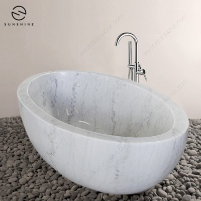 China Factory Price Guangxi White Marble Stone Freestanding Bathroom Bathtub