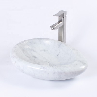 White Natural Stone Marble Art Wash Basin Sink