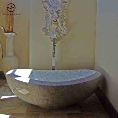 Carrara White Marble Stone Free Standing Oval standing Bathroom Bathtub