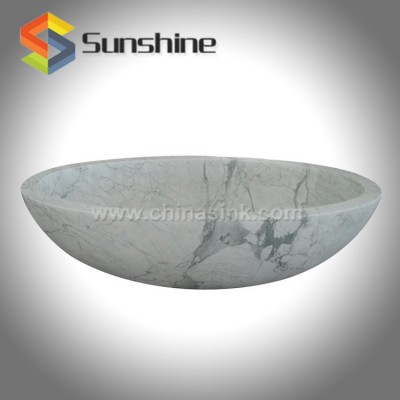 Carrara White Marble Freestanding Oval Stone Bathtub