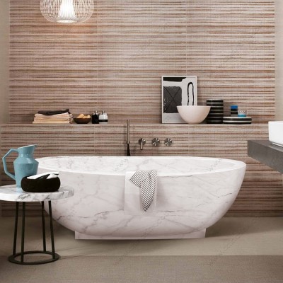 Best Selling Moon White Freestanding Solid Stone Indoor Soaking Bathtub