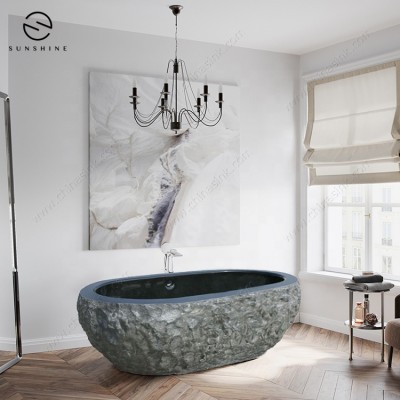 Genuine Absolute Black Granite Freestanding Soaking Bathtub Manufacturer